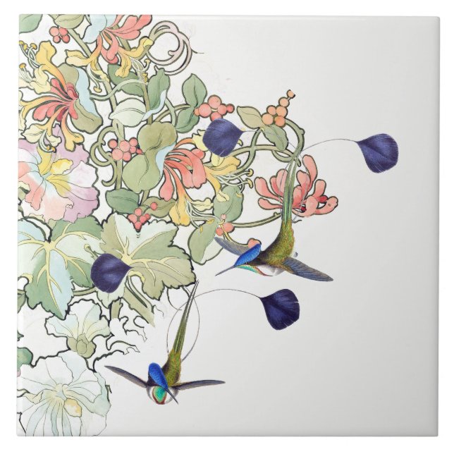 Azulejo das flores dos animais dos animais (Frente)