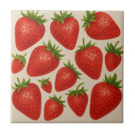 Azulejo de abertura de morango - Fruta de aquarela