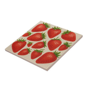 Azulejo de abertura de morango - Fruta de aquarela