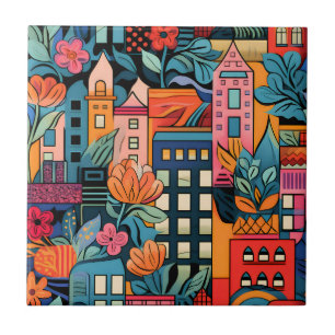 Azulejo de Abstrato de arte Cityscape