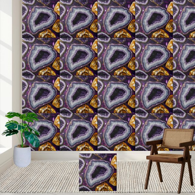 Azulejo de Ametist e Citrina (Amethyst and Citrine Geode Tile)