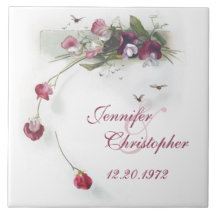 Azulejo de aniversário de ervilhas doces