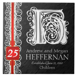 Azulejo de aniversário do H Monograma "White Lace 