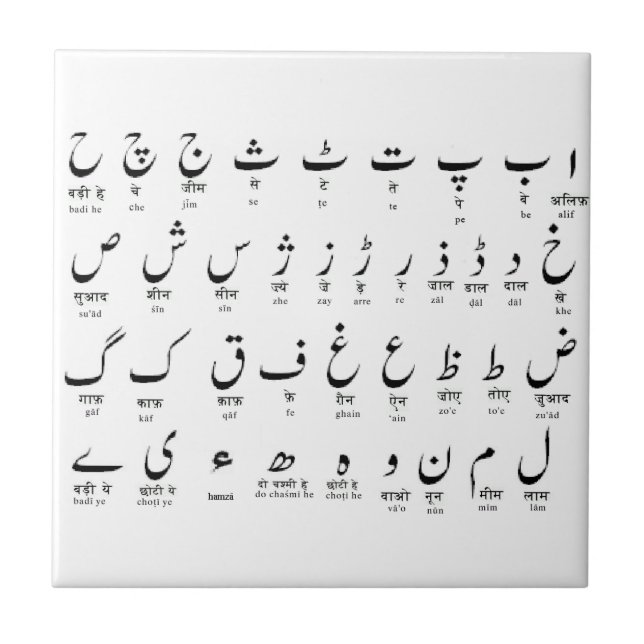Azulejo de Aphabet do Urdu (Frente)