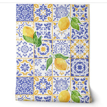 Azulejo de Aquarela Mediterrâneo Padrão Limão