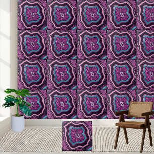 Azulejo de árgulas roxas e cor-de-rosa