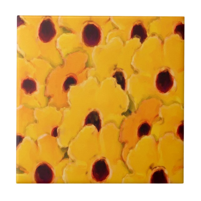 Azulejo de Arte Abstrato Floral do Daisies Amarelo (Frente)