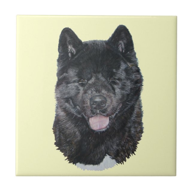 Azulejo de arte de cão akita da brindle negra japo (Frente)