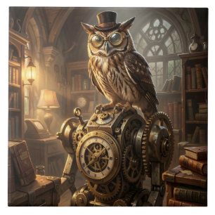 azulejo de arte de coruja steampunk
