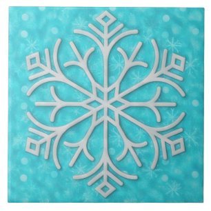 Azulejo de Arte de Férias Floco de Neve Azul Água