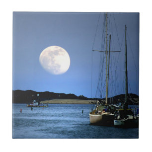 Azulejo de Arte de Harbor Moonlight