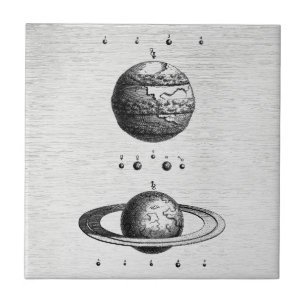 Azulejo de Arte de Planetas de Astronomia Vintage