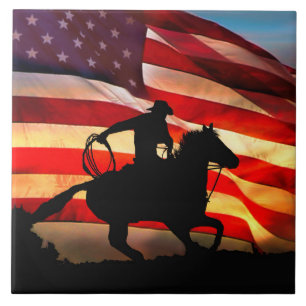 Azulejo de Arte do Cowboy Americano