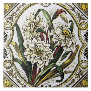 Azulejo de Arte Floral Daffodil Vintage
