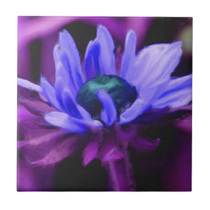 Azulejo de Arte Floral de Pintura de Daisy Roxo