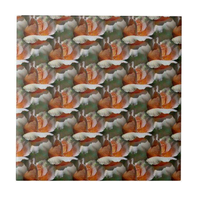 Azulejo de Arte Floral Peach Rosebuds (Frente)