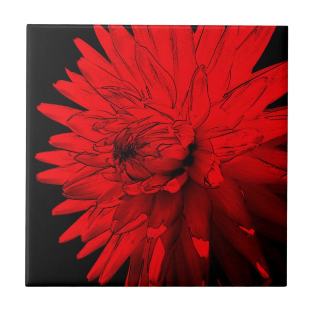 Azulejo de Arte Floral Red Hot Dahlia (Frente)