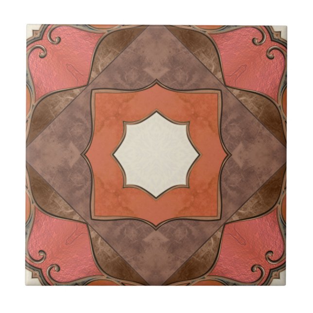 Azulejo de arte geométrica boêmica Abstrato (Frente)