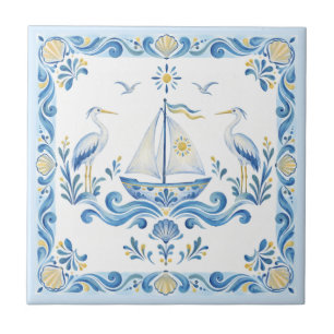 Azulejo de Arte Popular Ucraniano com Pintura Tavr