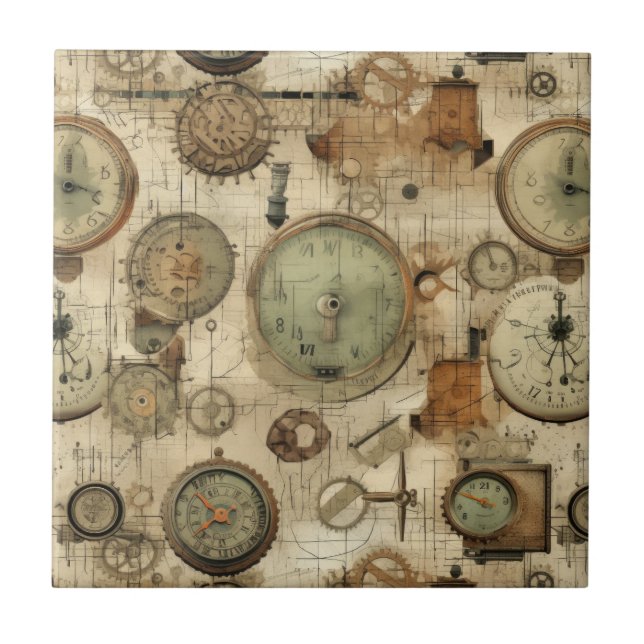 Azulejo de Arte Steampunk Grunge (Frente)