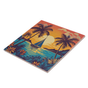 Azulejo de arte tropical e havaiana