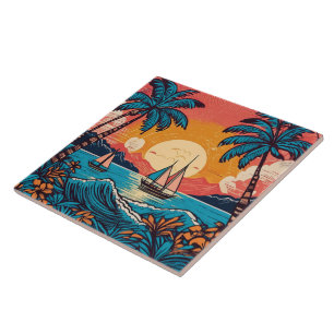 Azulejo de arte tropical e havaiana