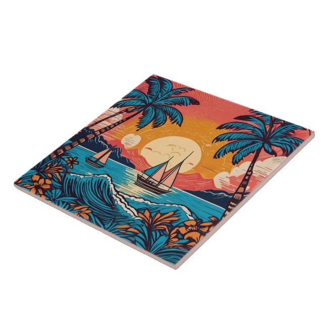 Azulejo de arte tropical e havaiana (Lateral)