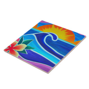 Azulejo de arte tropical e havaiana