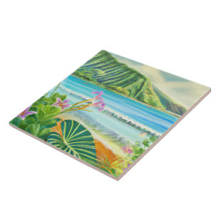 Azulejo de arte tropical e havaiana