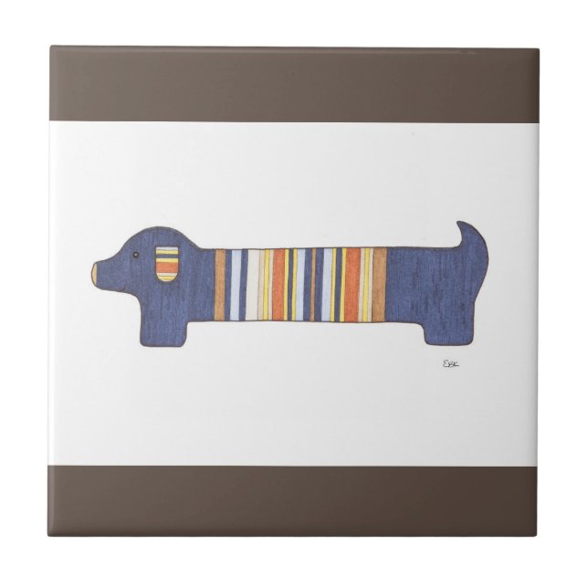 Azulejo de Arte Único - Dachshund #1 - Erin Brie A (Frente)