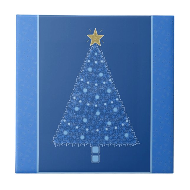 Azulejo de Árvore de Natal Azul (Frente)