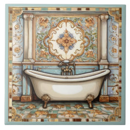 Azulejo de Banheira do Banheira Azul e bege