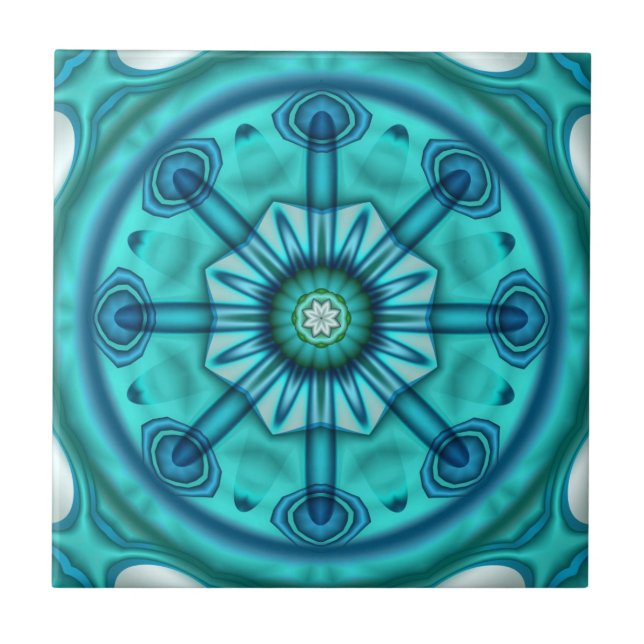 Azulejo de Banheiro Geométrico Azul Teal Verde (Frente)