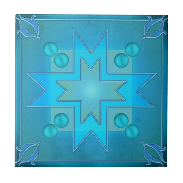Azulejo de Banho Design Geométrico Azul Teal (Frente)