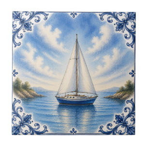 Azulejo de Barco à Vela Náutico
