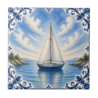 Azulejo de Barco à Vela Náutico