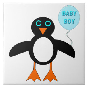 Azulejo de Bebê Menino Pingüim Azul Fofo