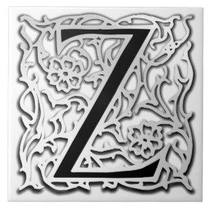Azulejo de Besque prata" do monograma de Z da "