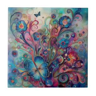 Azulejo de Borboletas Psicodélicas