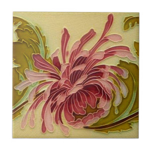 Azulejo de Borda Antiquado Repro Chrysanthemum
