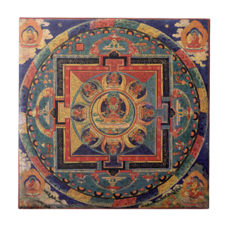 Azulejo de Buda Mandala Antique Tibetano Thanka