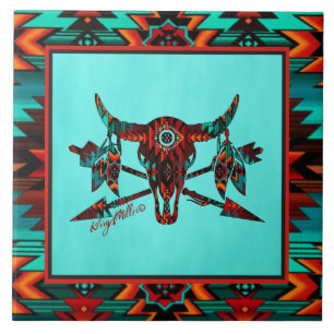 Azulejo De Búfalo - Crânio E Setas