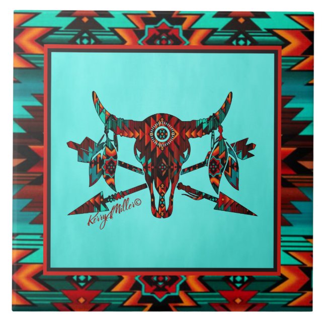 Azulejo De Búfalo - Crânio E Setas (Frente)