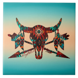 Azulejo De Búfalo - Crânio E Setas