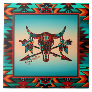 Azulejo De Búfalo - Crânio E Setas