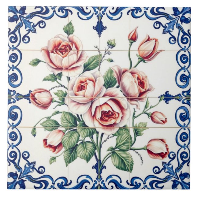 azulejo de buquê de rosa clássico (Frente)
