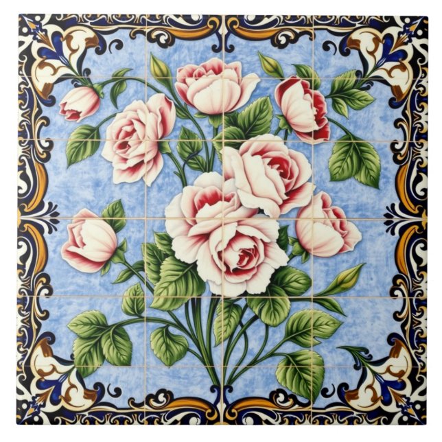 azulejo de buquê de rosas (Frente)