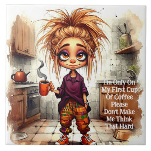 Azulejo De Café Quirky Lady 1rua