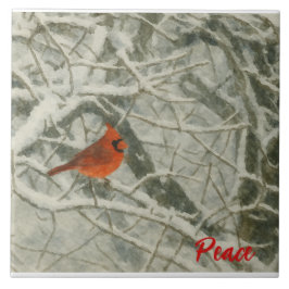 Azulejo de Cardinal de Inverno em Aquarela