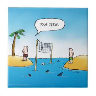 Azulejo de Cartoons Engraçado de Voleibol de Tuba